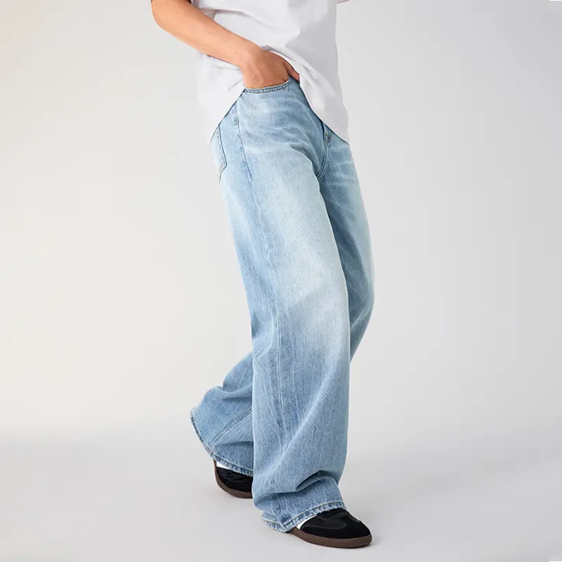 IEFB Cleanfit Baggy Men Jeans Wide Leg Summer Casual New Versatile Straight Male Denim Pants Men's Clothing Loose Fit 9W3764