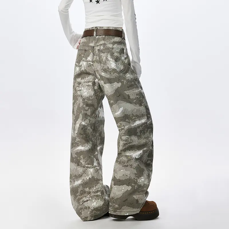 IEFB New Autumn Men's Trousers Wide Leg Multi-scale Camouflage Contrast Color Straight Casual Male All-match Pants Tide 9W4151