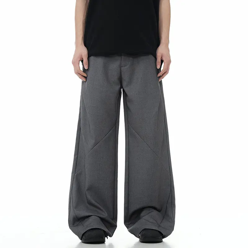 IEFB American Vintage Male Suit Pants Deconstructive Design Spliced Loose Hanging Feeling Wide Leg Straight Men Trousers 9W3072