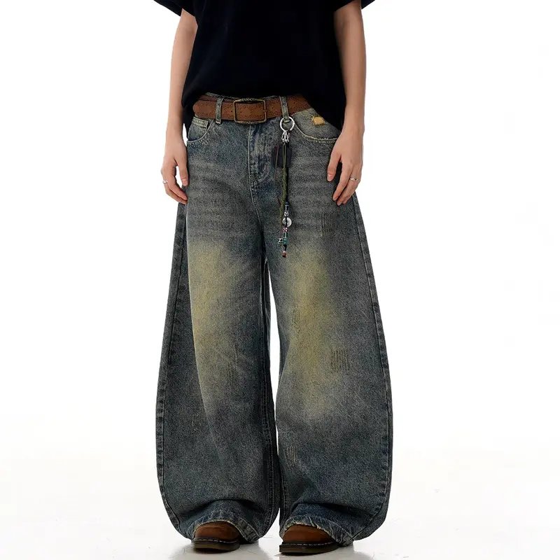 IEFB Boot Cut Men's Jeans High Street Male Curved Knife Denim Pants New Trendy Loose Micro Flared Straight Leg Trsouers 9W3005
