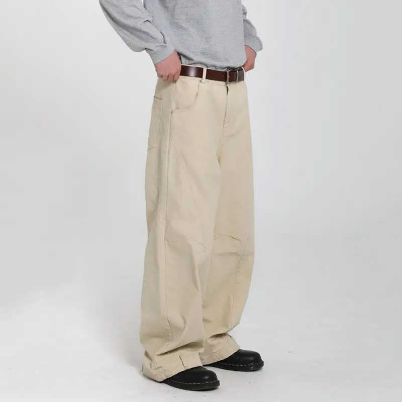 IEFB Korean Style Men's Jeans Casual Solid Color Washed Simple All-match Trousers Cleanfit Wide Leg Loose Male Jeans New 9W4253