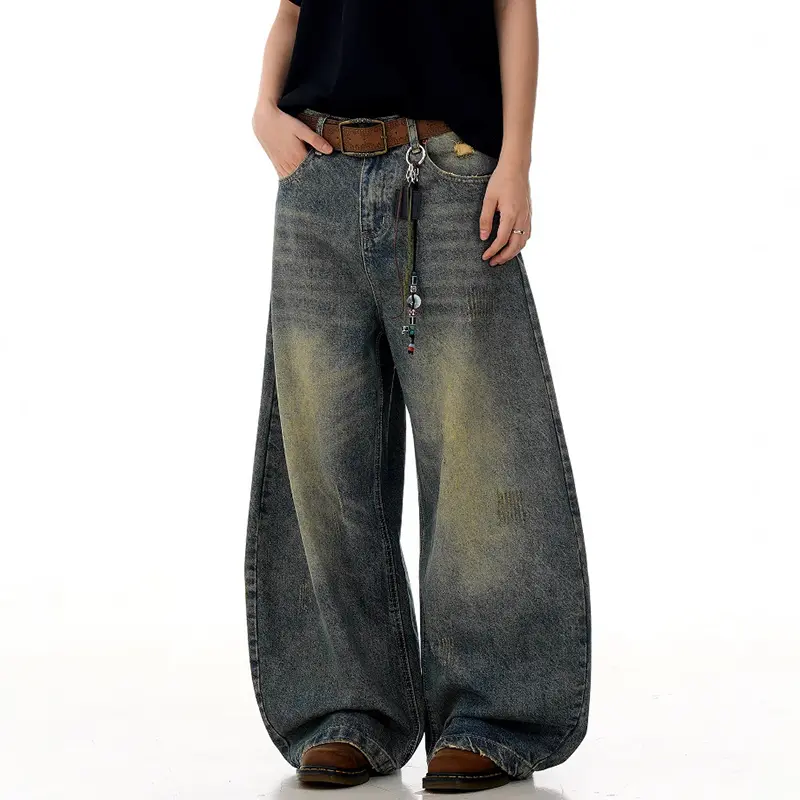 IEFB Boot Cut Men's Jeans High Street Male Curved Knife Denim Pants New Trendy Loose Micro Flared Straight Leg Trsouers 9W3005