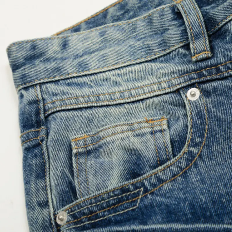 IEFB New Summer Men's Denim Pants Washing Contrat Color Lightning Pattern Drape Straight Leg Curved-knife Jeans Summer 9W3357