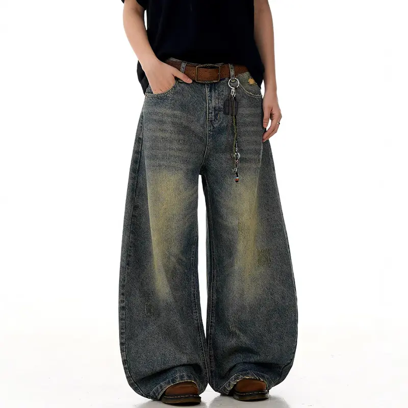 IEFB Boot Cut Men's Jeans High Street Male Curved Knife Denim Pants New Trendy Loose Micro Flared Straight Leg Trsouers 9W3005
