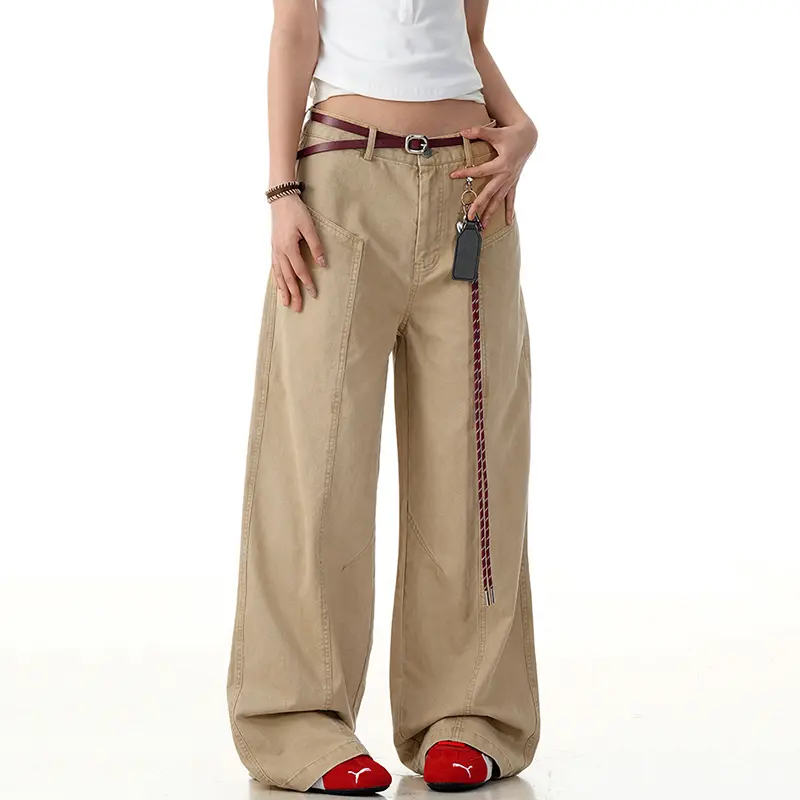 IEFB American Style Men's Jeans Solid Color Deconstruction Wide Leg Trousers Straight Simple Male Denim Pants Tremdy 2025 9W2899