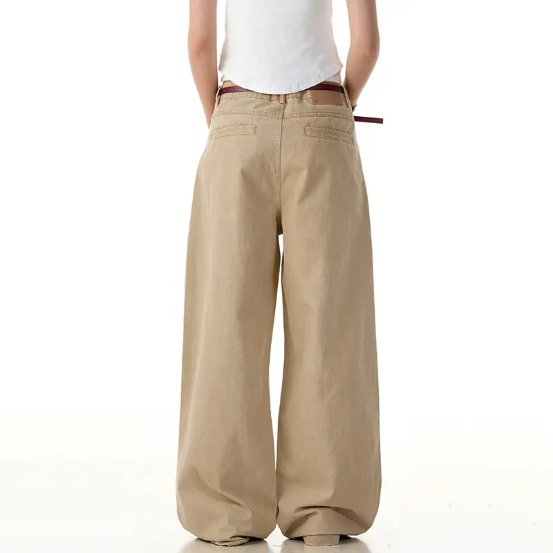 IEFB American Style Men's Jeans Solid Color Deconstruction Wide Leg Trousers Straight Simple Male Denim Pants Tremdy 2025 9W2899