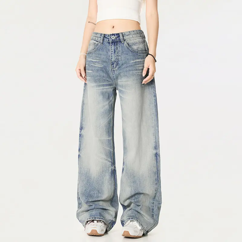 IEFB 2025 Summer Cleanfit Vintage Wide Leg Male Jeans American High Street Men Women Straight Casual Denim Pants New 9W2870