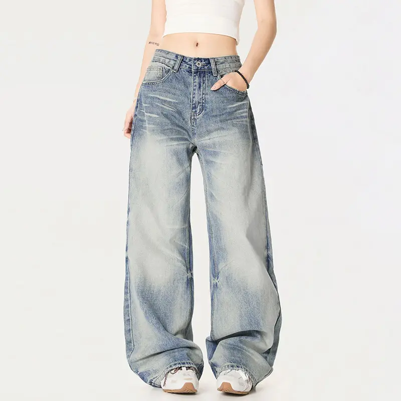 IEFB 2025 Summer Cleanfit Vintage Wide Leg Male Jeans American High Street Men Women Straight Casual Denim Pants New 9W2870