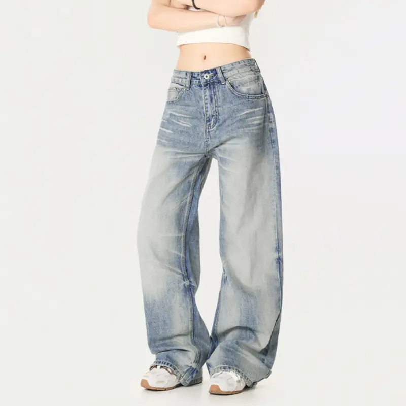 IEFB 2025 Summer Cleanfit Vintage Wide Leg Male Jeans American High Street Men Women Straight Casual Denim Pants New 9W2870