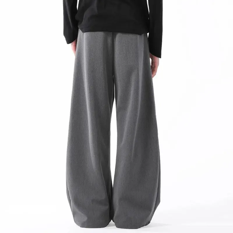 IEFB Korean Style Men's Suit Pants Pleated Design Solid Color Drape Casual Curved Knife Trousers Wide Leg Male Bottom 9W3993