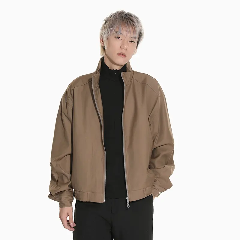 IEFB New Trendy Men's Coats Stand Collar Solid Color Double-ended Zippers Design Casual Clothing Loose Short Male Jackets 9W4286