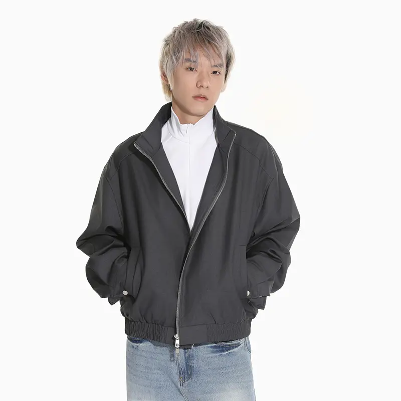 IEFB New Trendy Men's Coats Stand Collar Solid Color Double-ended Zippers Design Casual Clothing Loose Short Male Jackets 9W4286