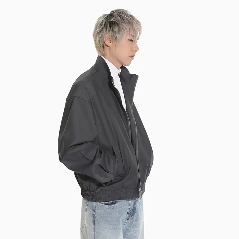IEFB New Trendy Men's Coats Stand Collar Solid Color Double-ended Zippers Design Casual Clothing Loose Short Male Jackets 9W4286