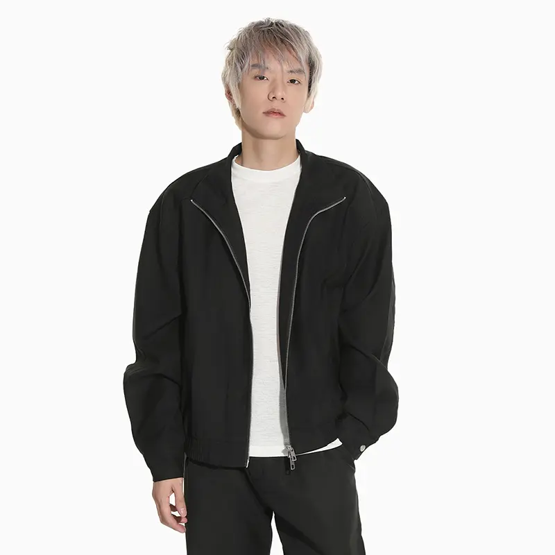 IEFB New Trendy Men's Coats Stand Collar Solid Color Double-ended Zippers Design Casual Clothing Loose Short Male Jackets 9W4286