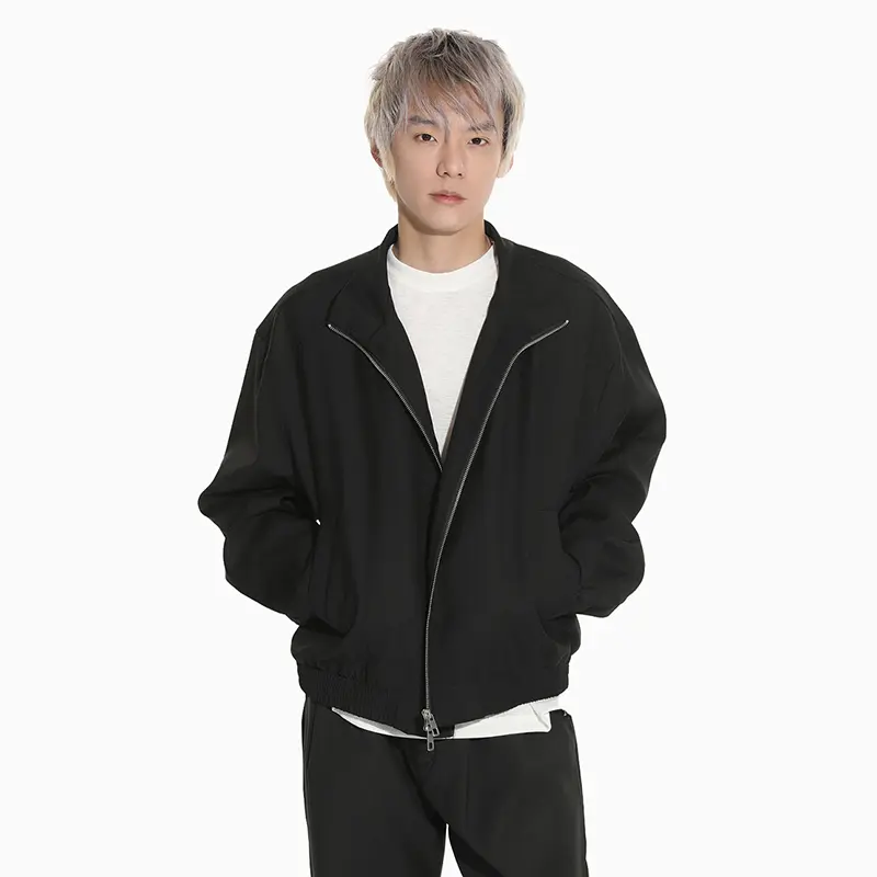 IEFB New Trendy Men's Coats Stand Collar Solid Color Double-ended Zippers Design Casual Clothing Loose Short Male Jackets 9W4286