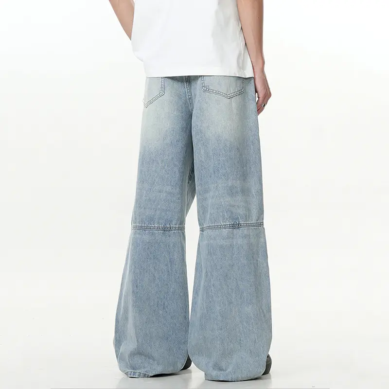 IEFB Simple Men's Jeans Summer Solid Color Wide Leg Casual American Style Trousers Straight Loose Male Denim Bottom 2025 9W2849