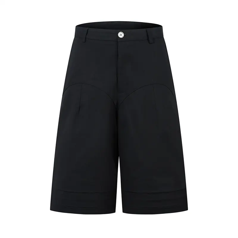 IEFB Men's Causal Shorts New American Pleated Cropped Summer Loose Solid Color Simple Design Straight Leg Male Clothing 9W1889