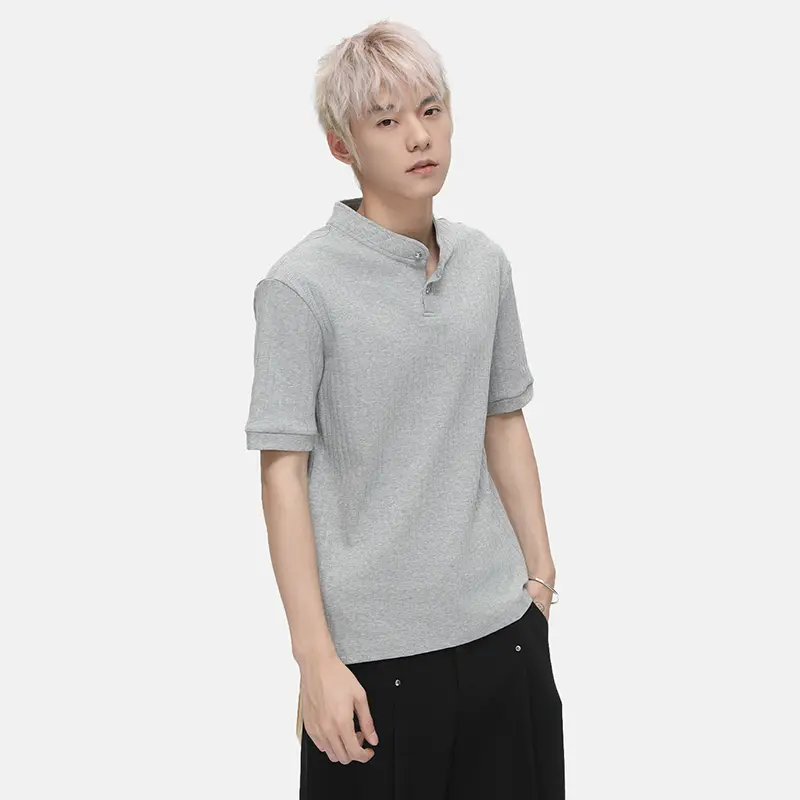 IEFB New Simple Men's Tees Round Neck Solid Color Casual Summer Tops Short Sleeved Knitting Loose Male Tops Korean Style 9W3424