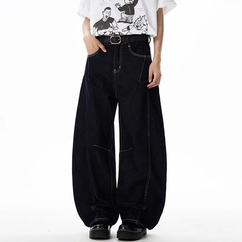 IEFB Men's Jeans American Style Curved Knife Loose Silhouette Denim Pants 2025 Summer New Fashion Tide Male Streetwear 9W2241