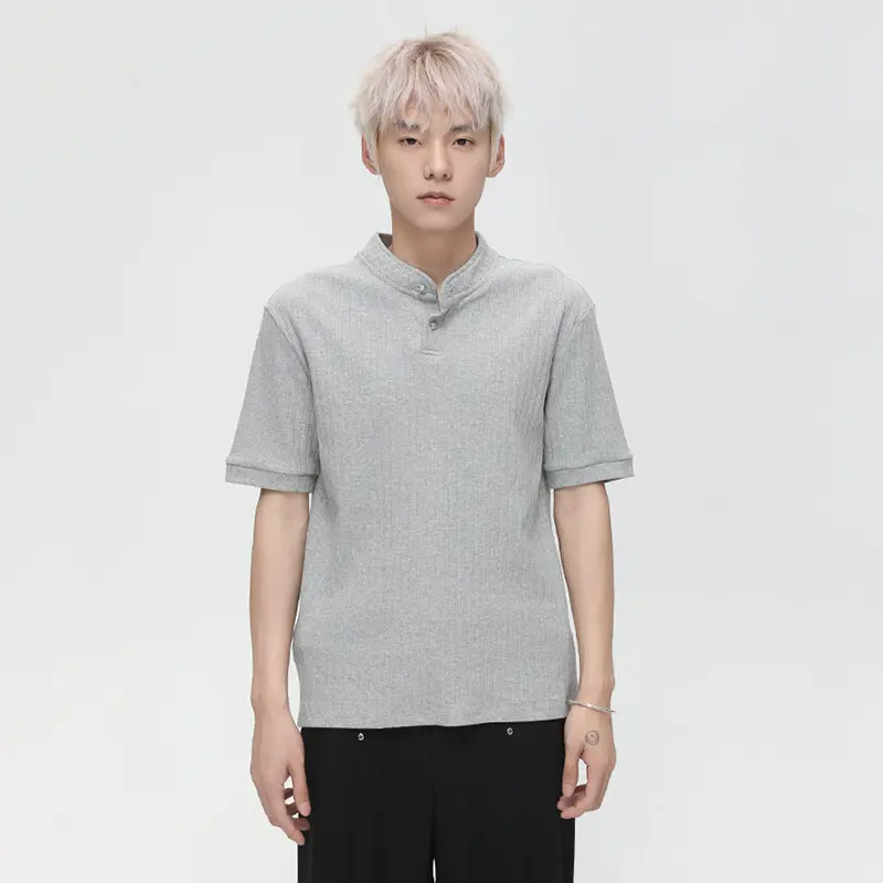 IEFB New Simple Men's Tees Round Neck Solid Color Casual Summer Tops Short Sleeved Knitting Loose Male Tops Korean Style 9W3424