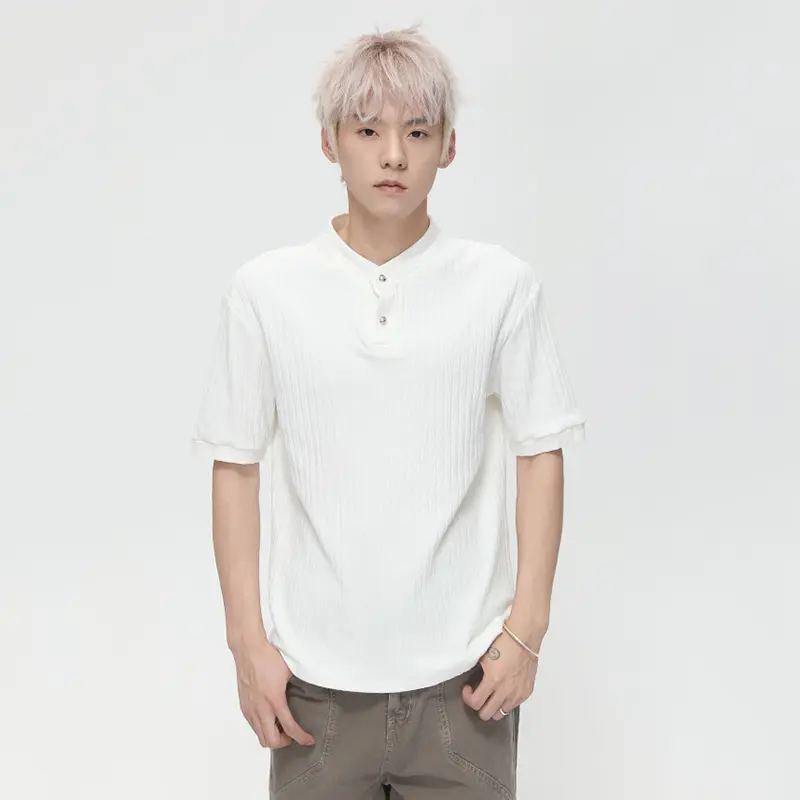 IEFB New Simple Men's Tees Round Neck Solid Color Casual Summer Tops Short Sleeved Knitting Loose Male Tops Korean Style 9W3424