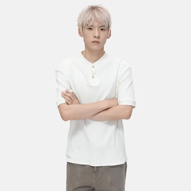 IEFB New Simple Men's Tees Round Neck Solid Color Casual Summer Tops Short Sleeved Knitting Loose Male Tops Korean Style 9W3424
