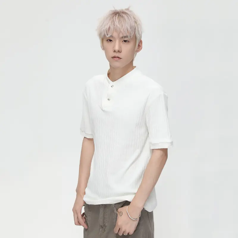 IEFB New Simple Men's Tees Round Neck Solid Color Casual Summer Tops Short Sleeved Knitting Loose Male Tops Korean Style 9W3424