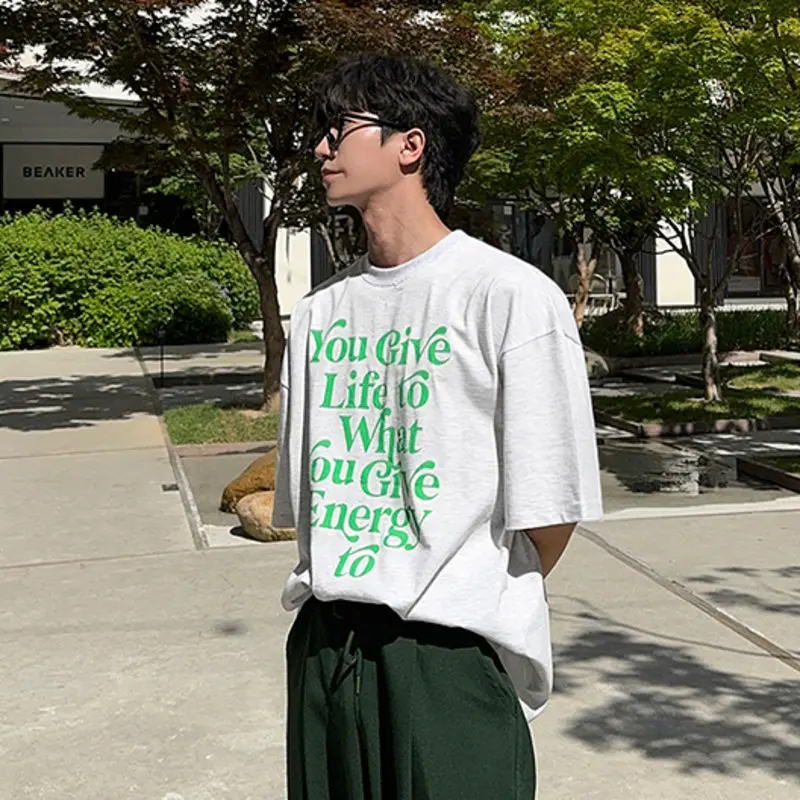 IEFB Niche Design Men's T-shirts Letter Printing Contrast Color Short Sleeved O-neck Casual Tees Summer Loose Male Tops 9W2504
