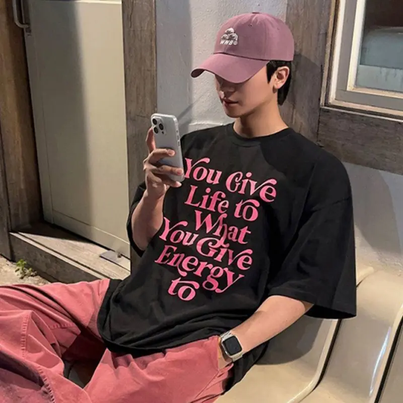 IEFB Niche Design Men's T-shirts Letter Printing Contrast Color Short Sleeved O-neck Casual Tees Summer Loose Male Tops 9W2504