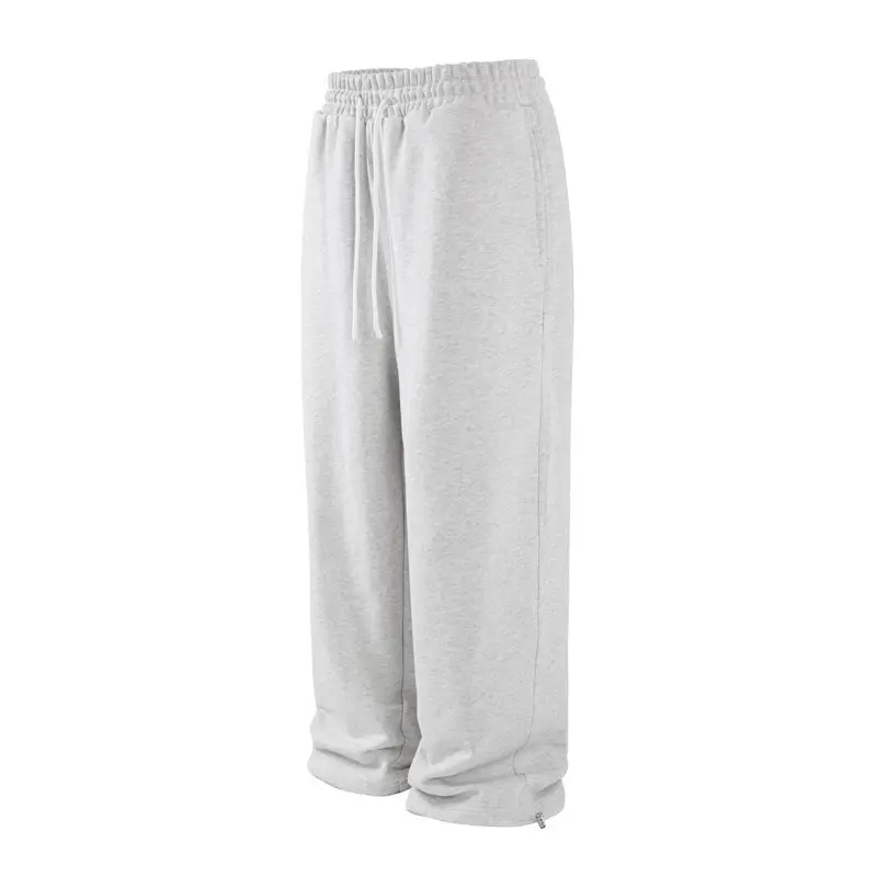 IEFB Korean Style Men's Sweatpants Solid Color Drawstring Straight Trousers Wide Leg Elastic Waist Loose Male Bottom New 9W2639