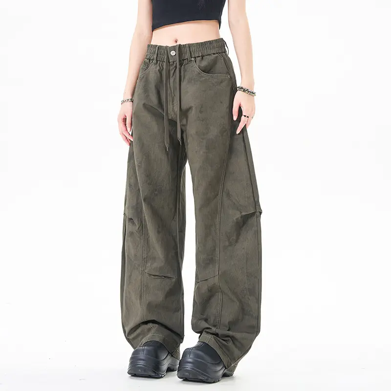 IEFB American Style Men's Curved Knife Pants Pleated Casual Trousers New Trendy Loose Wide Leg Overalls Summer Streetwear 9W2320