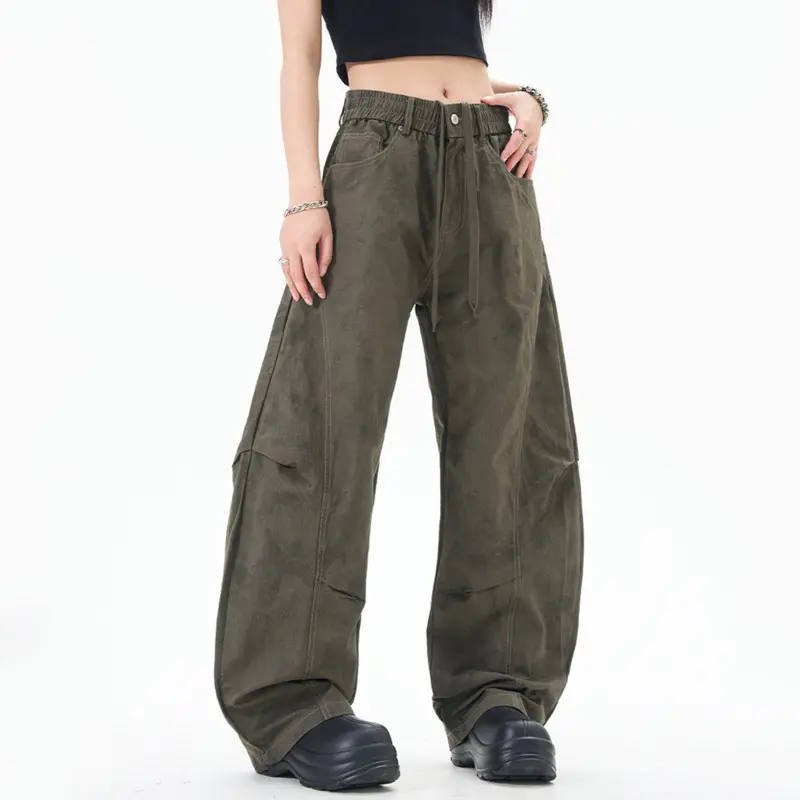 IEFB American Style Men's Curved Knife Pants Pleated Casual Trousers New Trendy Loose Wide Leg Overalls Summer Streetwear 9W2320