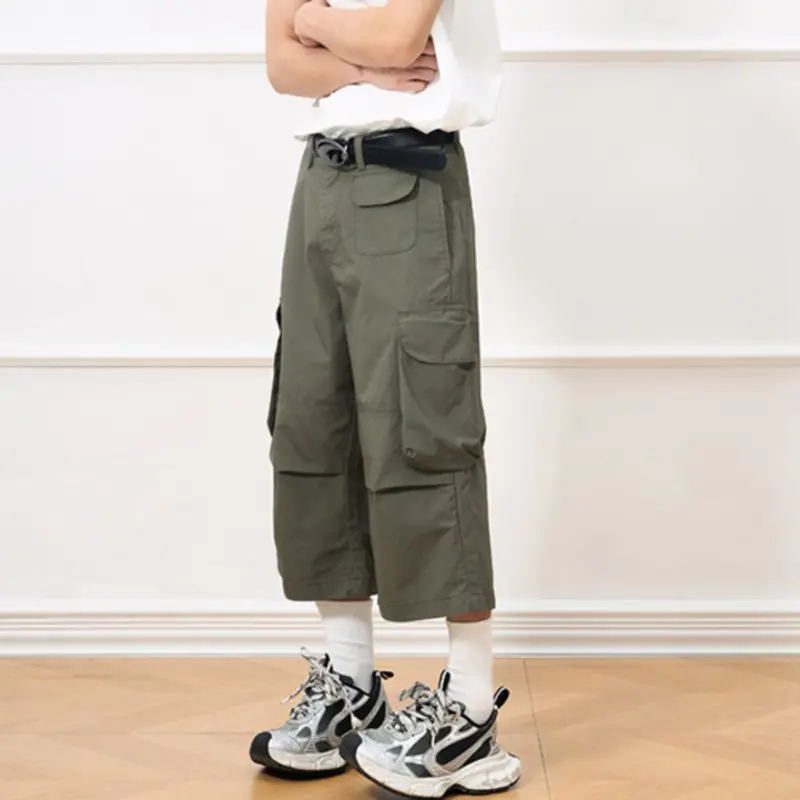 IEFB Men's Cargo Shorts New American Style Washed Wide Leg Stylish Multi Pockets Design Straight Male Clothing Summer 9W2031
