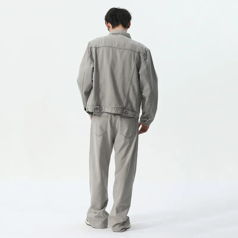 IEFB 2025 Men Denim Set Spring New Trend Casual Loose Lapel Single Breasted Jacket Wide Leg Pants Male Two-piece Suit 9C5444