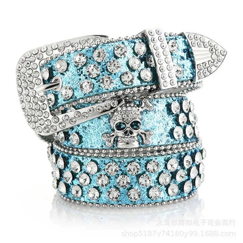 IEFB New Fashion Men Women Belt Diamond-studded Accessories Sequin Pin Buckle Design Belts Jeans Jeans Accessory 9X101
