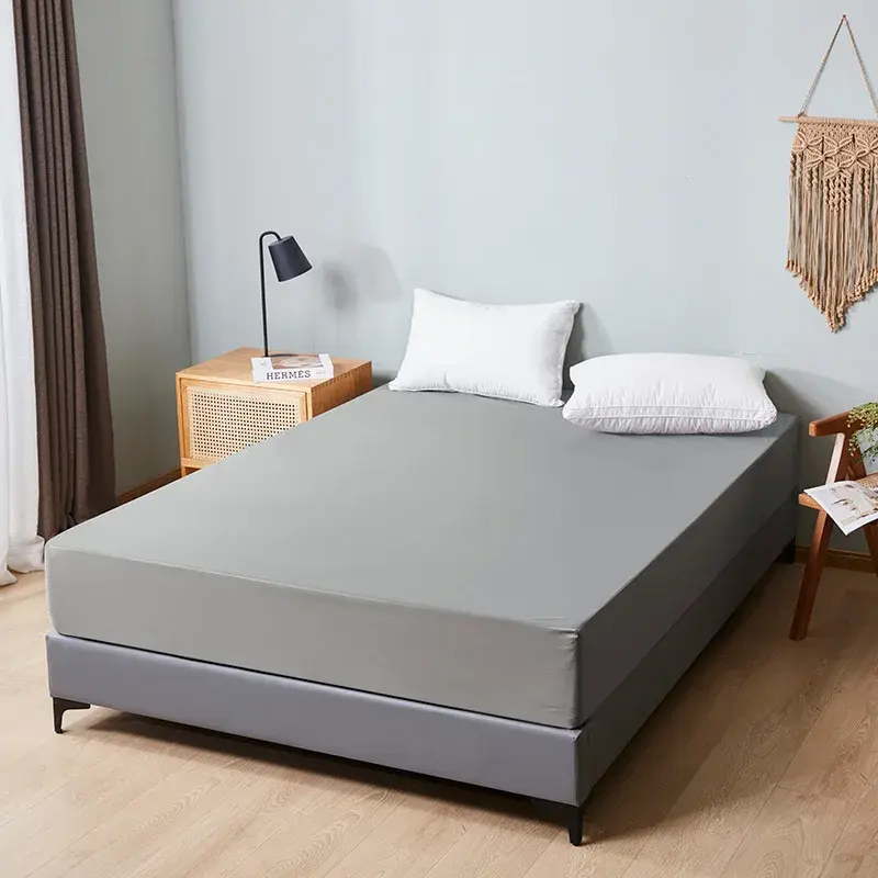 100% Waterproof Solid Bed Fitted Sheet Nordic Adjustable Mattress Covers Four Corners With Elastic Band Multi Size Bed Sheet