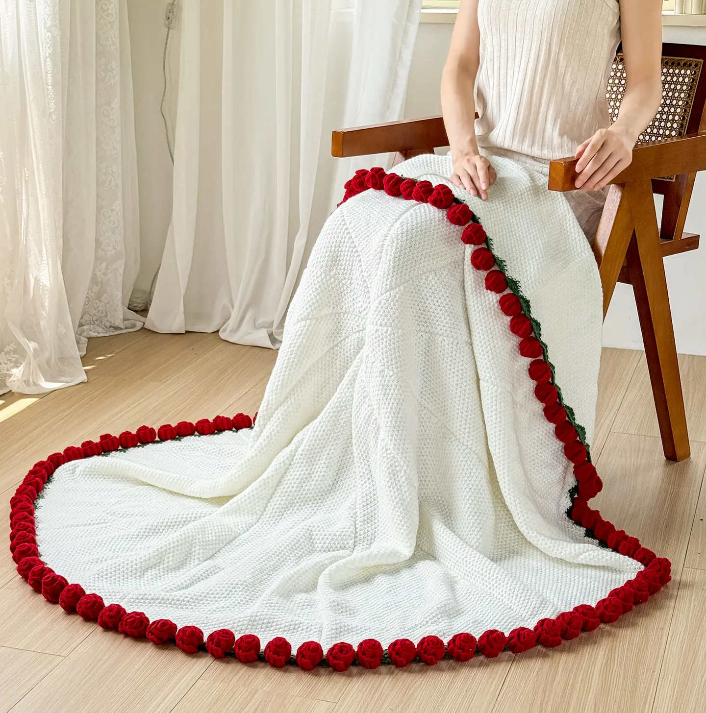 1pc Skin-friendly Blanket Flower Sofa Towel Travel Shawl Round Blankets Festive Gift Diameter 60/80/110/160cm Blanket manta