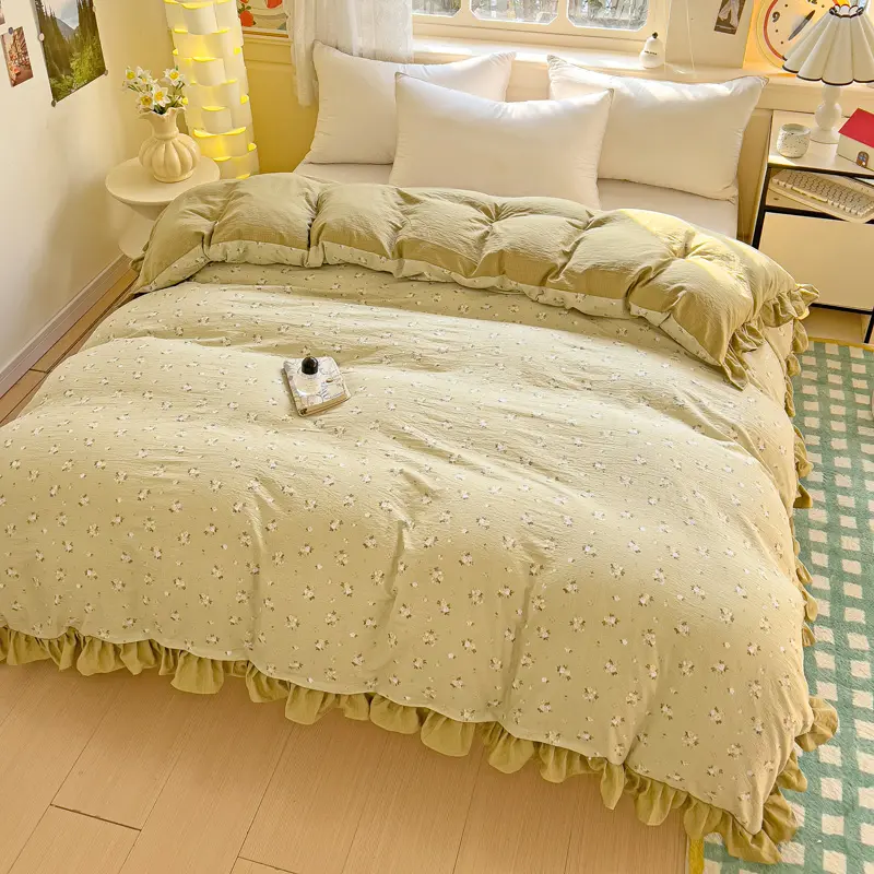 Ruffles Duvet Cover Floral Style Quilt Cover Single/Double Size Comforter Cover Home Bedding Blanket Covers housse de couette