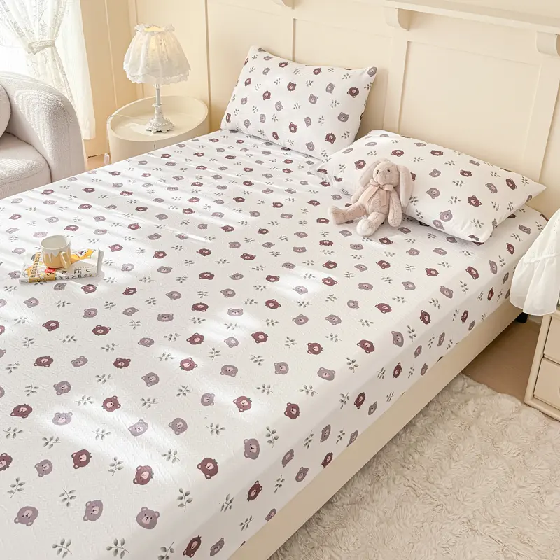 Cartoon Style Bed Cover Breathable Bedsheet for Home Elastic Fitted Sheet Soft Bed Linen drap de lit (Pillowcase Need Order)