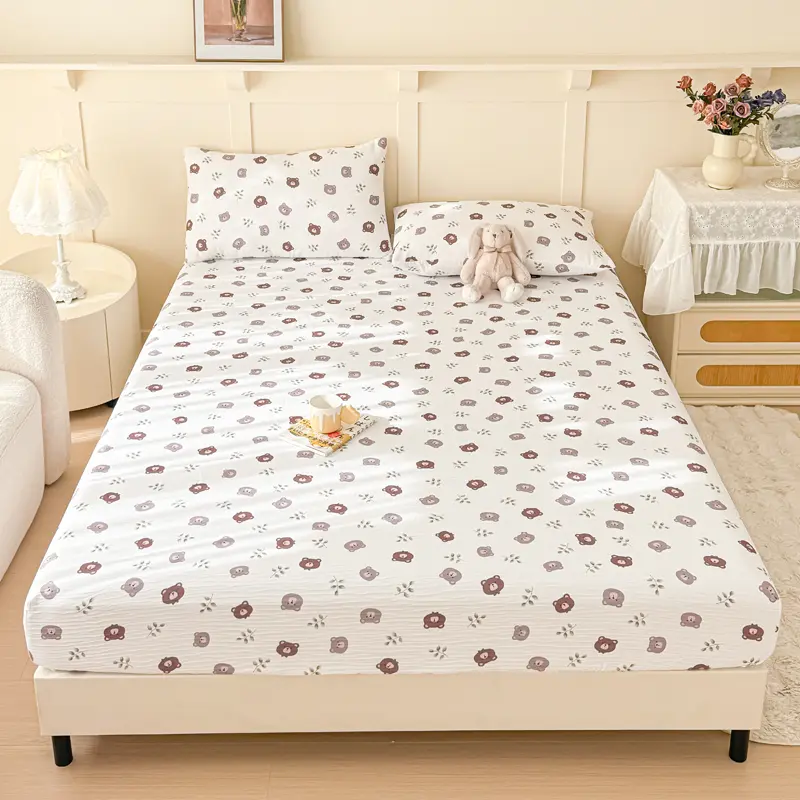 Cartoon Style Bed Cover Breathable Bedsheet for Home Elastic Fitted Sheet Soft Bed Linen drap de lit (Pillowcase Need Order)