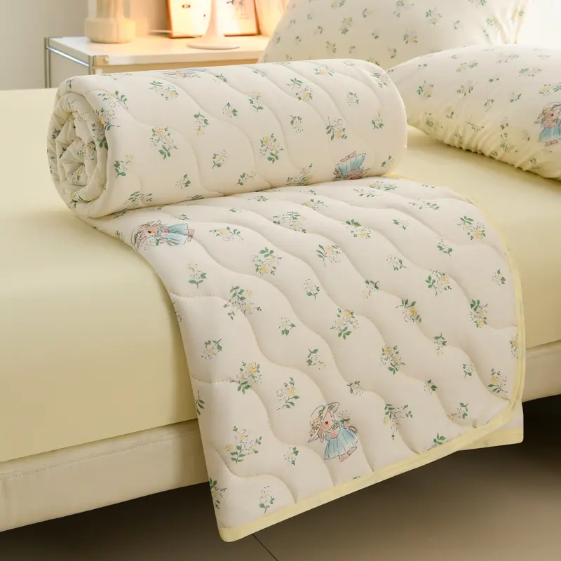 New Floral Spring Summer Blanket and Pillowcase Soft Skin-friendly Single Double Quilt Knitted Breathable Air Conditioning Duvet