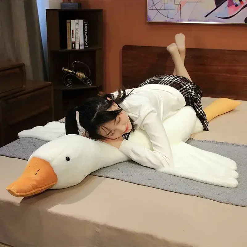 Cute Huge Goose Side Sleep Body Pillow 50-160cm Stuffed Animal Sleeping Pillow Classmate Girlfriend Birthday Gift Festival Gifts