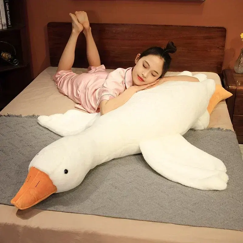 Cute Huge Goose Side Sleep Body Pillow 50-160cm Stuffed Animal Sleeping Pillow Classmate Girlfriend Birthday Gift Festival Gifts