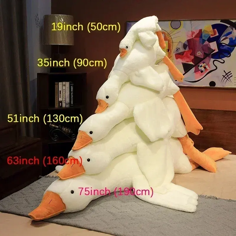 Cute Huge Goose Side Sleep Body Pillow 50-160cm Stuffed Animal Sleeping Pillow Classmate Girlfriend Birthday Gift Festival Gifts