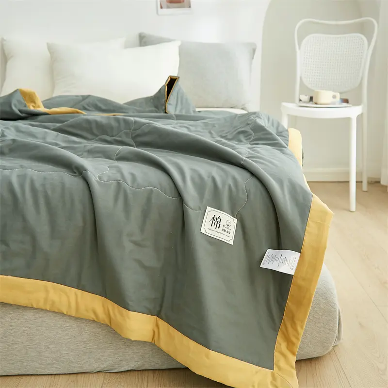 Summer Blanket 100% Cotton Inside and Outside Pure Cotton Air Conditioning Quilt Soft Skin-friendly Breathable Thin Duvet Summer