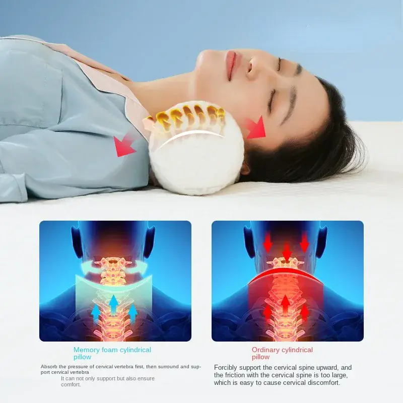 Slow Rebound Memory Foam Head Pillow Soft Cervical Pain Relief Round Pillows Multifunctional Relax Support Pillow for Leg Waist