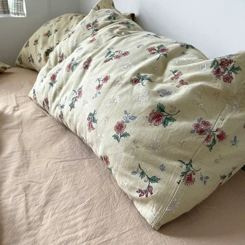 Korean Retro Floral King Size Bedding Set 100% Cotton Home Textile Bedding Sets Soft Single Double Duvet Cover Set with Sheets