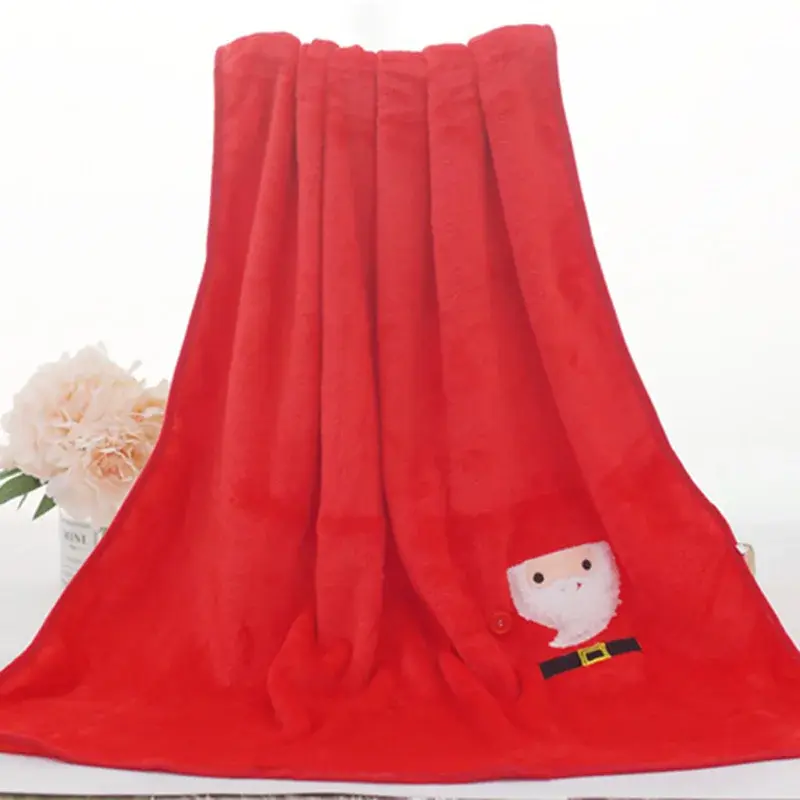 Cute Christmas Present Sofa Blankets Lovely Santa Claus Flannel Fleece Throw Blanket Portable Anti-Pilling Cartoon Shawl Blanket
