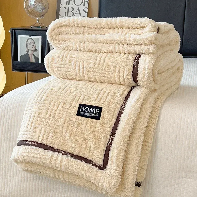 2024 New Half Sides Fleece Autumn Winter Blanket for Bed Soft Fluffy Warm Sofa Cover Blankets Glade A Comfortable Warmth Blanket