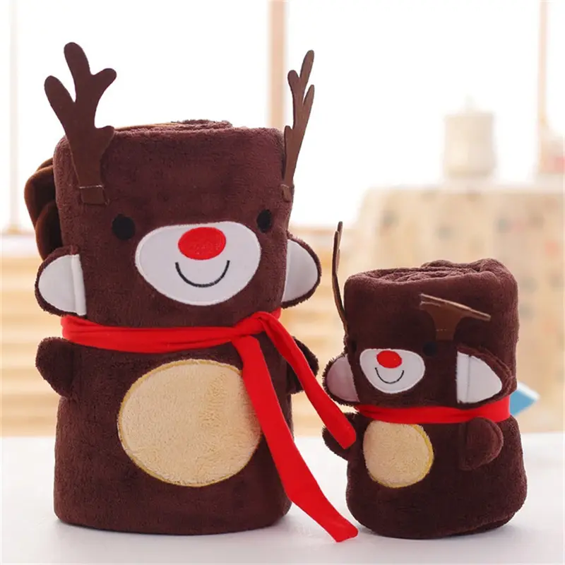 Cute Christmas Present Sofa Blankets Lovely Santa Claus Flannel Fleece Throw Blanket Portable Anti-Pilling Cartoon Shawl Blanket